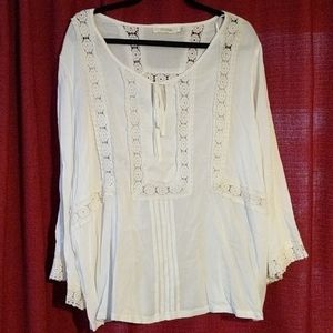 Plus size White Babydoll Blouse. 2X. NWOT